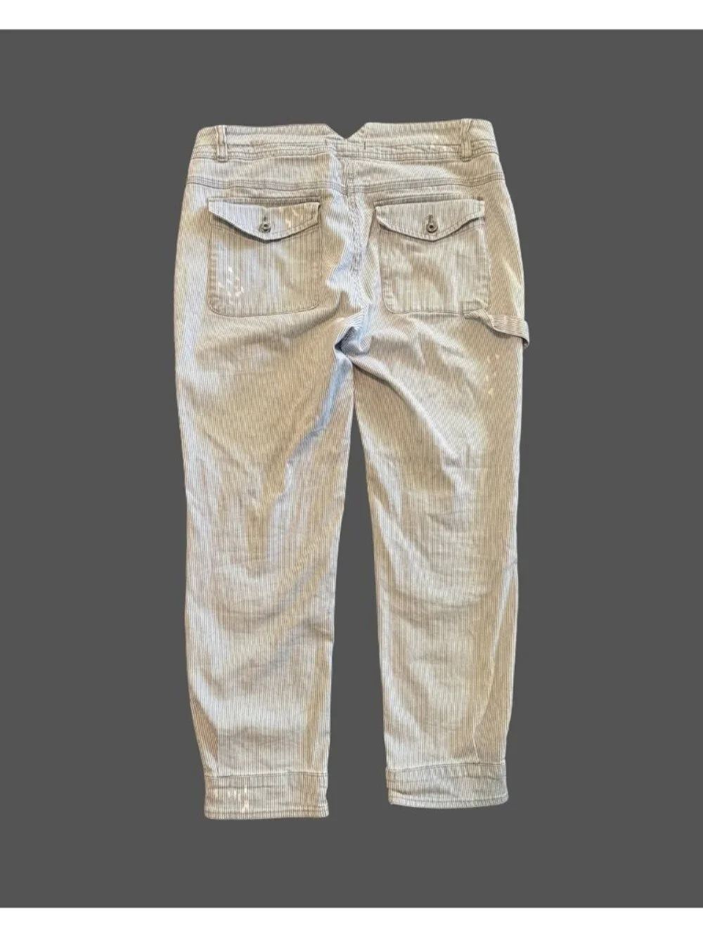Free People Railroad Striped Tailored Denim Ankle Jeans Sz 8 35x26 Relaxed Boho